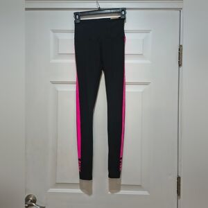 NWT Victoria Secret PINK  Black Cotton Pink Stripe High Waisted Leggings Size XS
